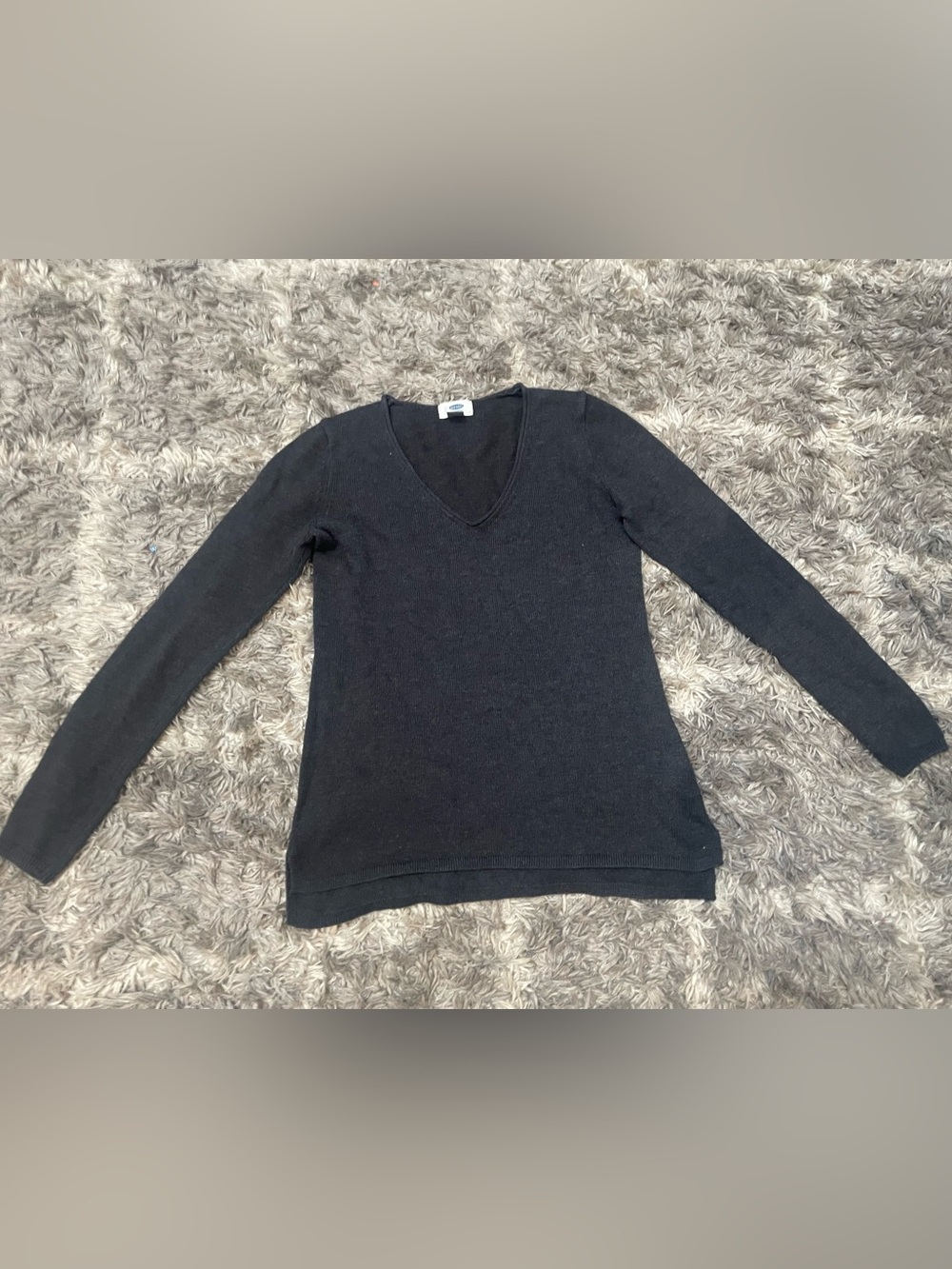 Old Navy Black V-Neck Long Sleeve Ribbed Knit Sweater